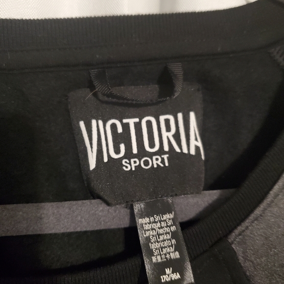 Victoria's secret black sweatshirt with faux leather sleeves. Medium - Picture 2 of 2